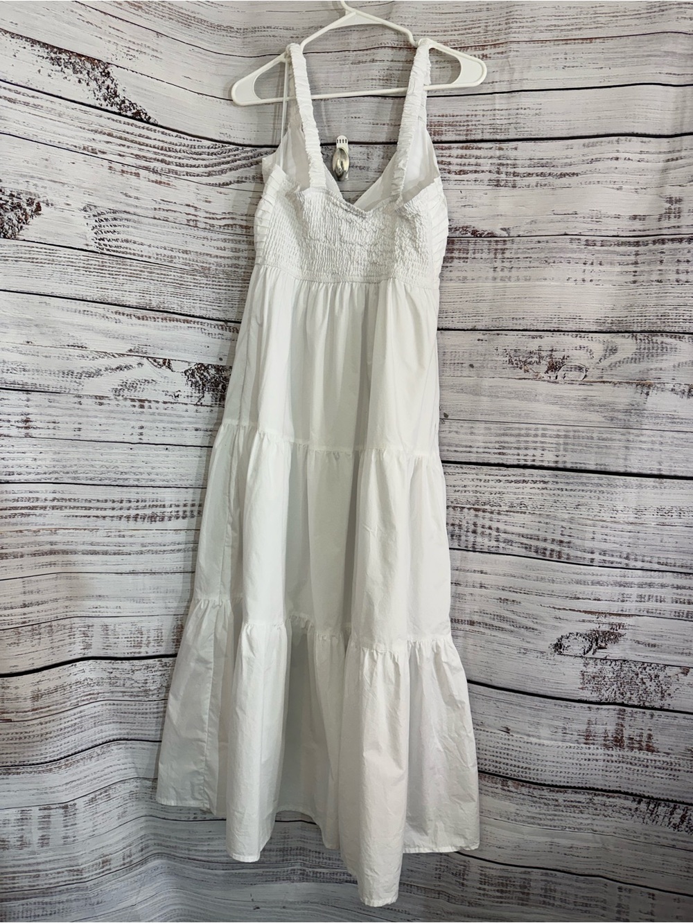 Steve Madden Dress Eliana Womens Sz Medium Midi sleeveless white Gauze tiered - Picture 4 of 12
